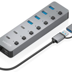 HUB AISENS USB3.1 Gen1 USB-C+USB-A-4xUSB-A+3xUSB-C+1xUSB-C/H ALIM