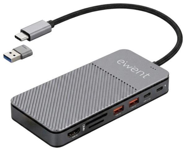 HUB EWENT EW1156 USB-C 8EN1 + CARCASA SSD M.2 NVMe 10GBPS