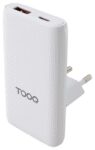 CARGADOR TOOQ PARED GAN USB-C/PD+USB-A/QC 65W, BLANCO