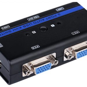 CONMUTADOR KVM AISENS VGA USB 1U-2PC+CABLE NEGRO