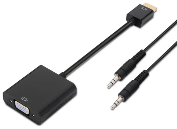 CONVERSOR AISENS HDMI A/M-SVGA/H+JACK 3.5/H NEGRO 10CM+1.0M