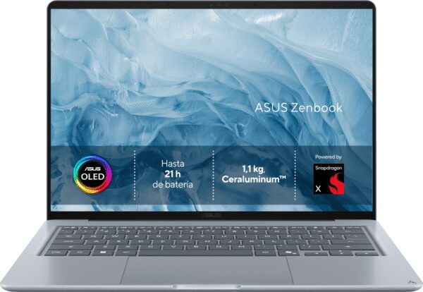 PORTATIL ASUS ZENBOOK 14 UX3480QA-U1144W SNAPDRAGON X1-26-100 16GB 256GB 14"OLED W11H BLUE noAC
