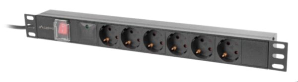 REGLETA PDU LANBERG 1U C14 10A 2M 6X ENCHUFES SCHUKO RACK DE 19" NEGRO